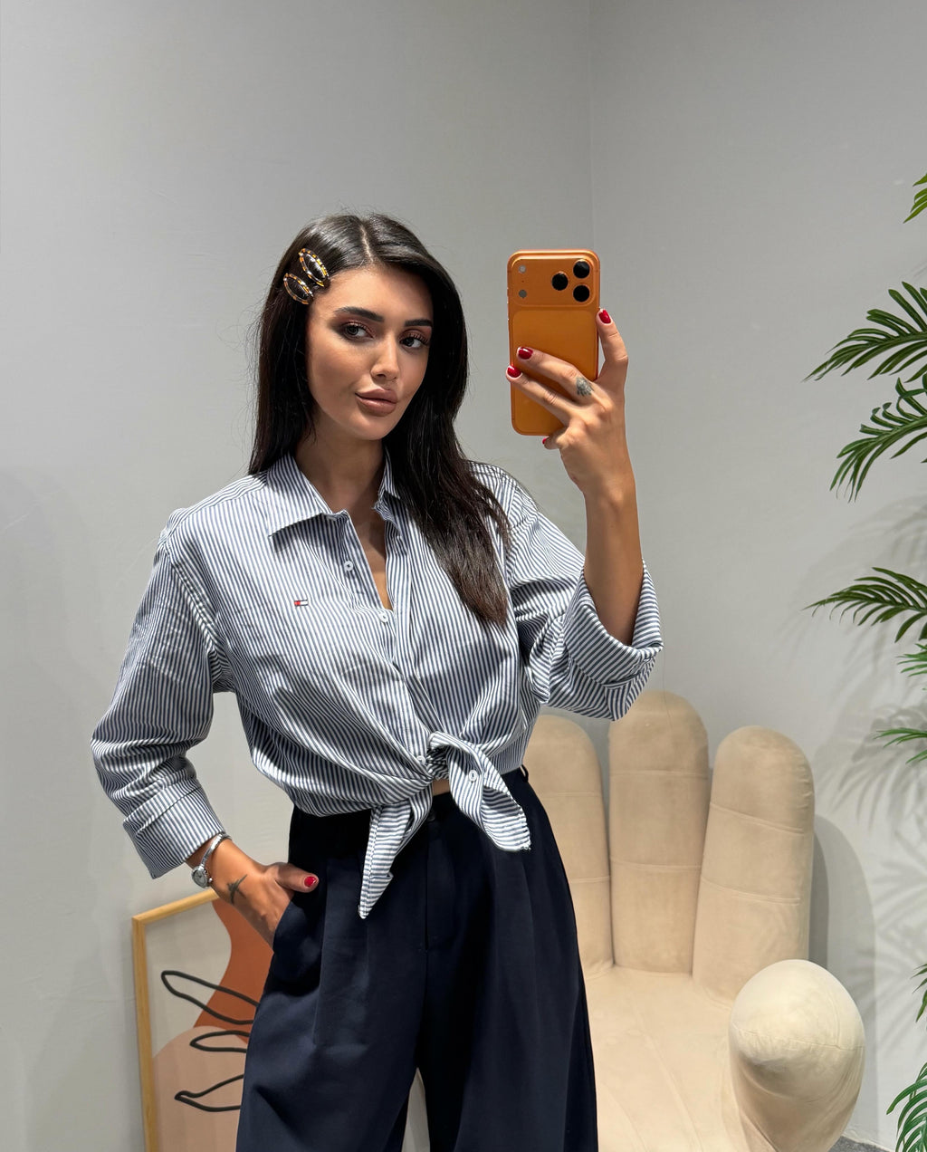 LACİVERT ÇİZGİLİ GÖMLEK