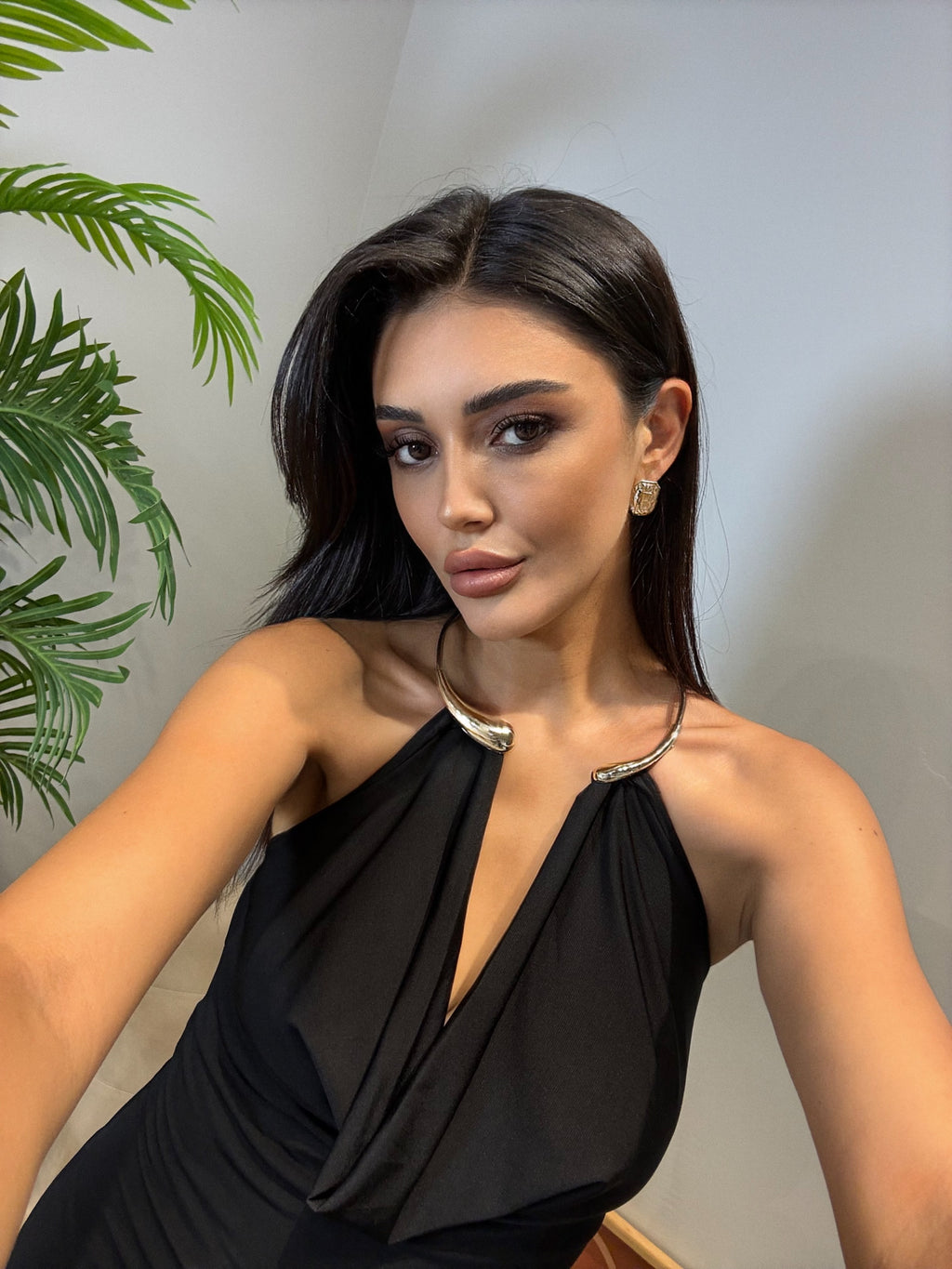 VESPER GOLD DETAYLI ELBİSE